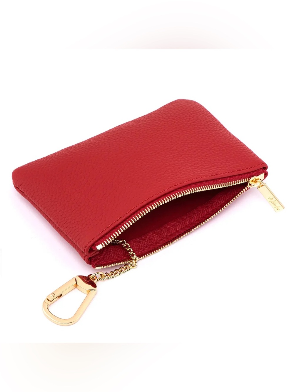 NWOT Dress Up Your Purse "M Key" Zippered Togo Leather Pouch in True Red